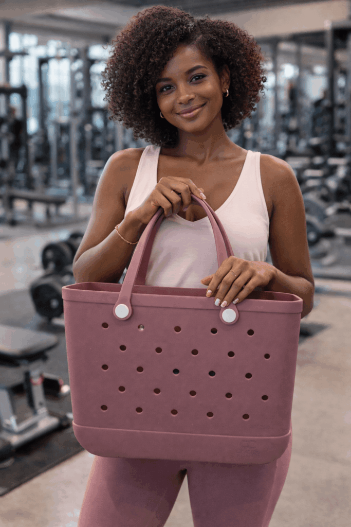 Woman holding a C&C bag.